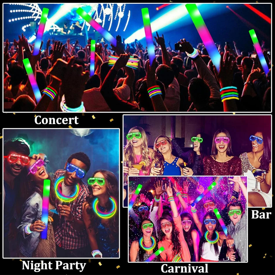 Glow in the Dark Party Supplies Foam Glow Sticks LED Glasses Neon