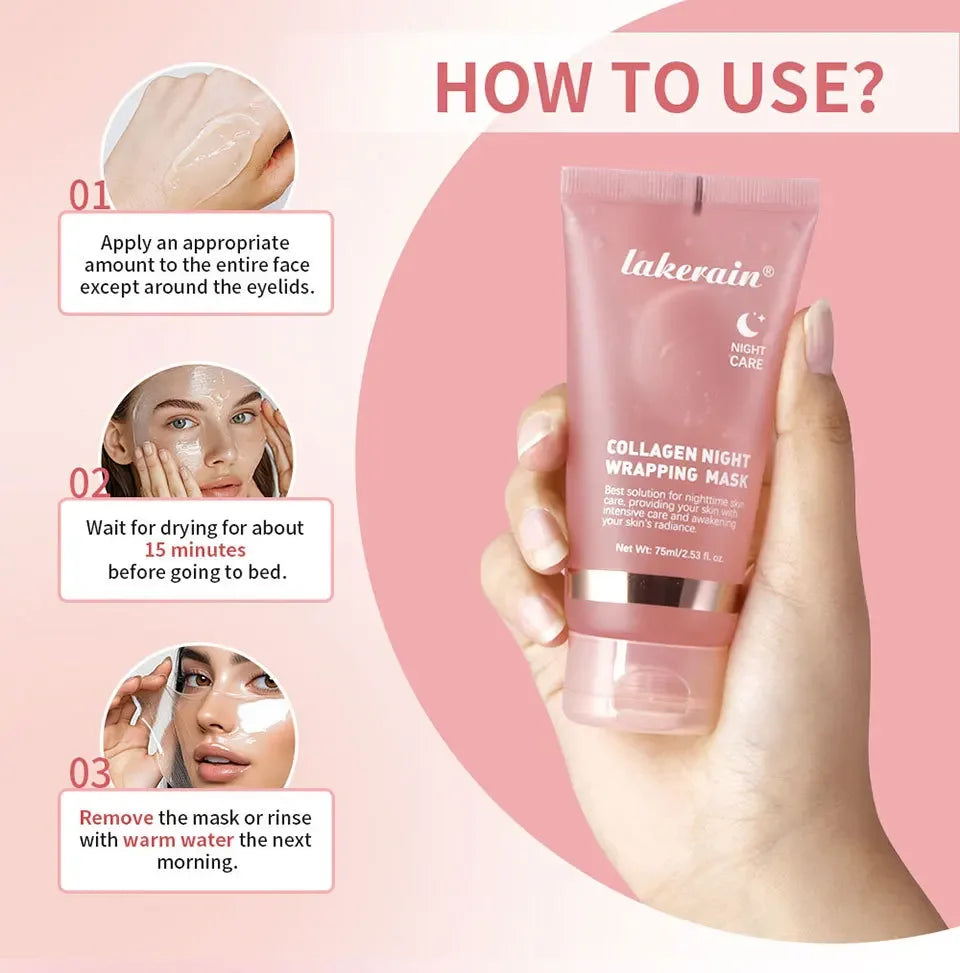 Overnight Wrapping Peel Off Facial Mask Set Hydrolyzed Collagen Night Wrapping Mask Deeply Hydrates Night Care Mask Skin Care