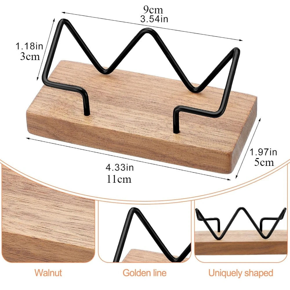 Premium Business Card Holder|Desk Organizer,Holds Multiple Cards, Desktop Accessory,Durable Construction,Recycled Wood&Metal