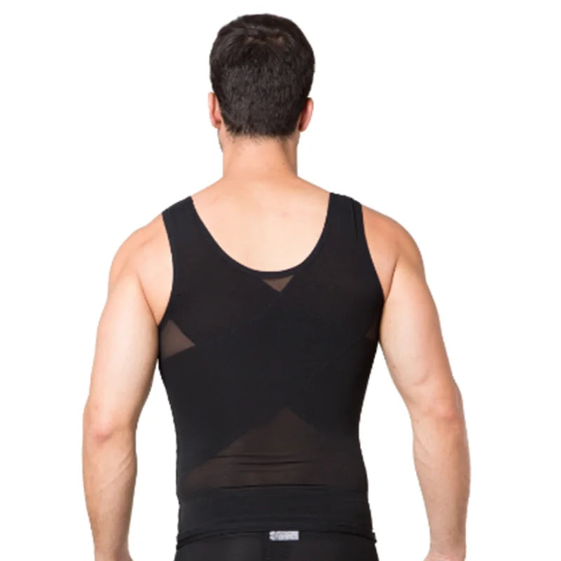 Men's Breathable Compression Tummy Control Undershirt Slimming Body Shaper Sleeveless Tank Top Shaping Spring/Summer Sweatshirt