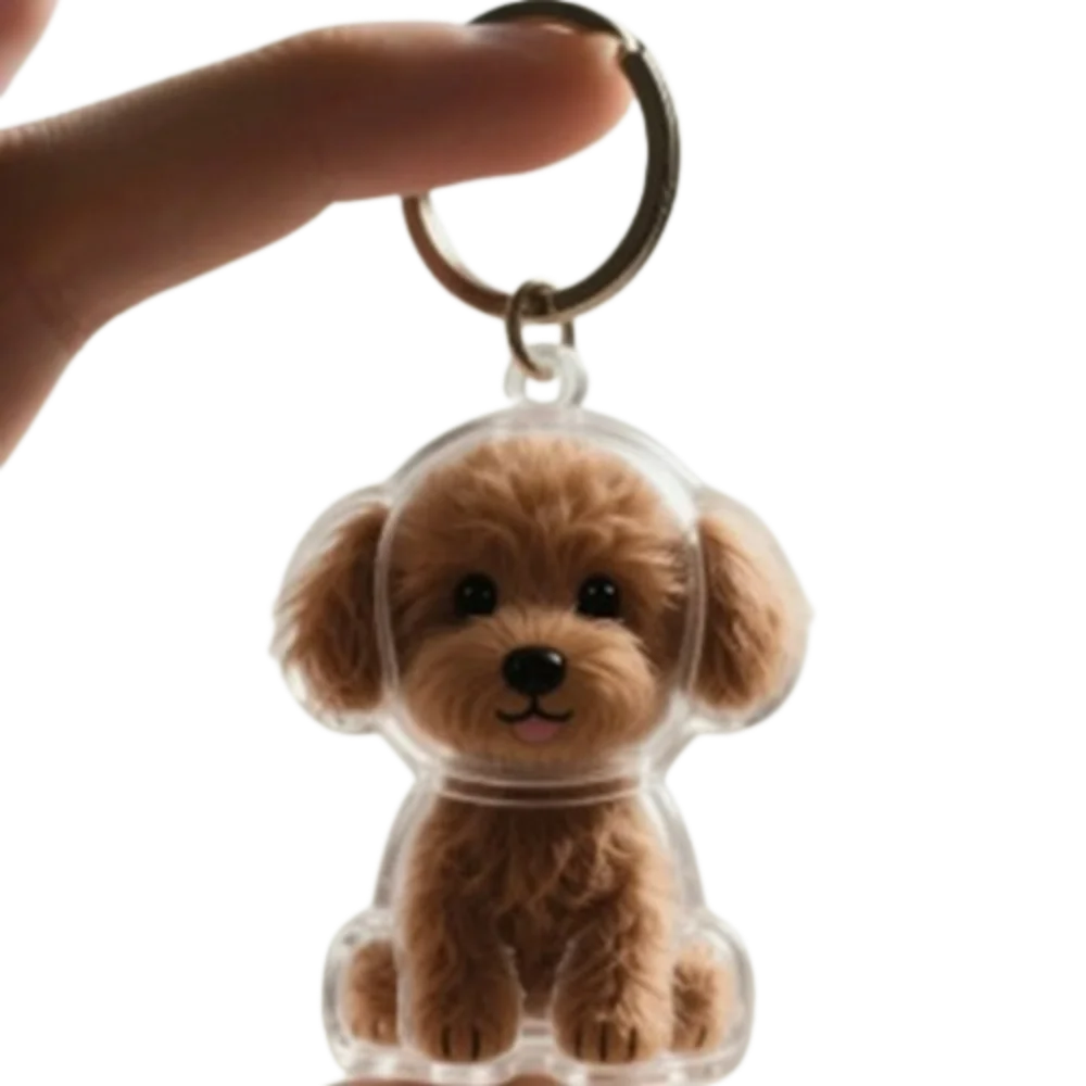 Dog Shape Dog Hair Storage Box Transparent Hair Grooming Pet Hair Keychain DIY Handmade Acrylic Puppy Pendants Backpack