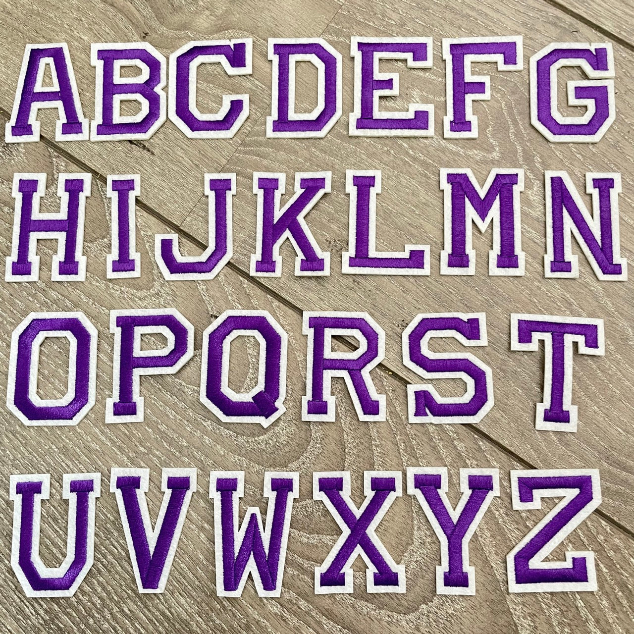 5CM Purple Embroidered Patch Iron on Letter Patches for Clothing Alphabet ABCD EFG HIJK LMN OPQ RST UVW XYZ for DIY Accessories
