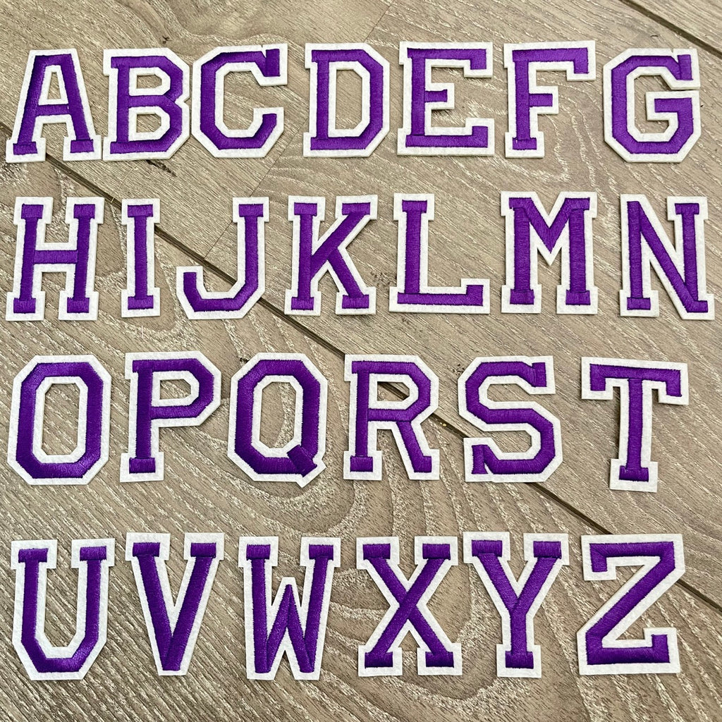 5CM Purple Embroidered Patch Iron on Letter Patches for Clothing Alphabet ABCD EFG HIJK LMN OPQ RST UVW XYZ for DIY Accessories