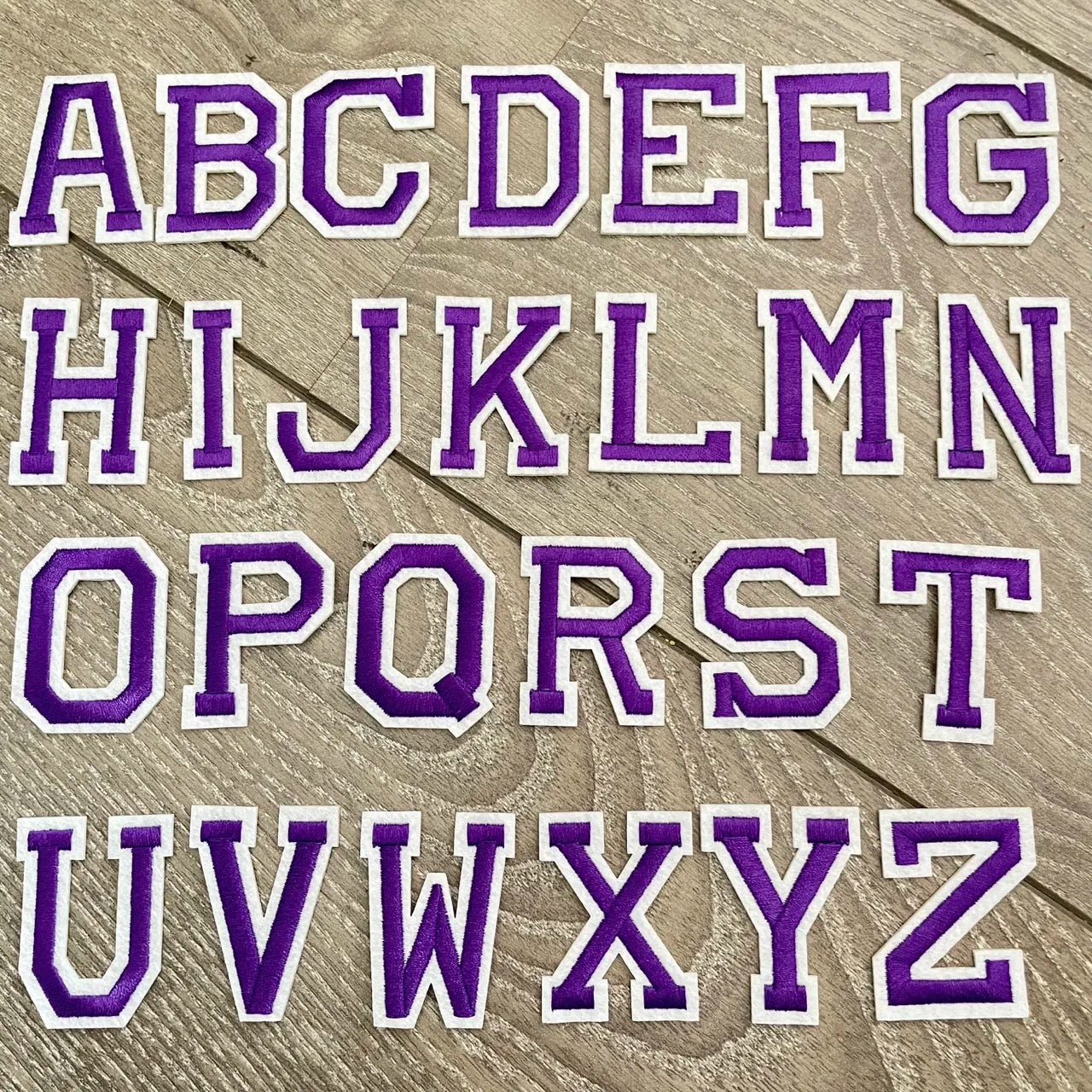 5CM Purple Embroidered Patch Iron on Letter Patches for Clothing Alphabet ABCD EFG HIJK LMN OPQ RST UVW XYZ for DIY Accessories