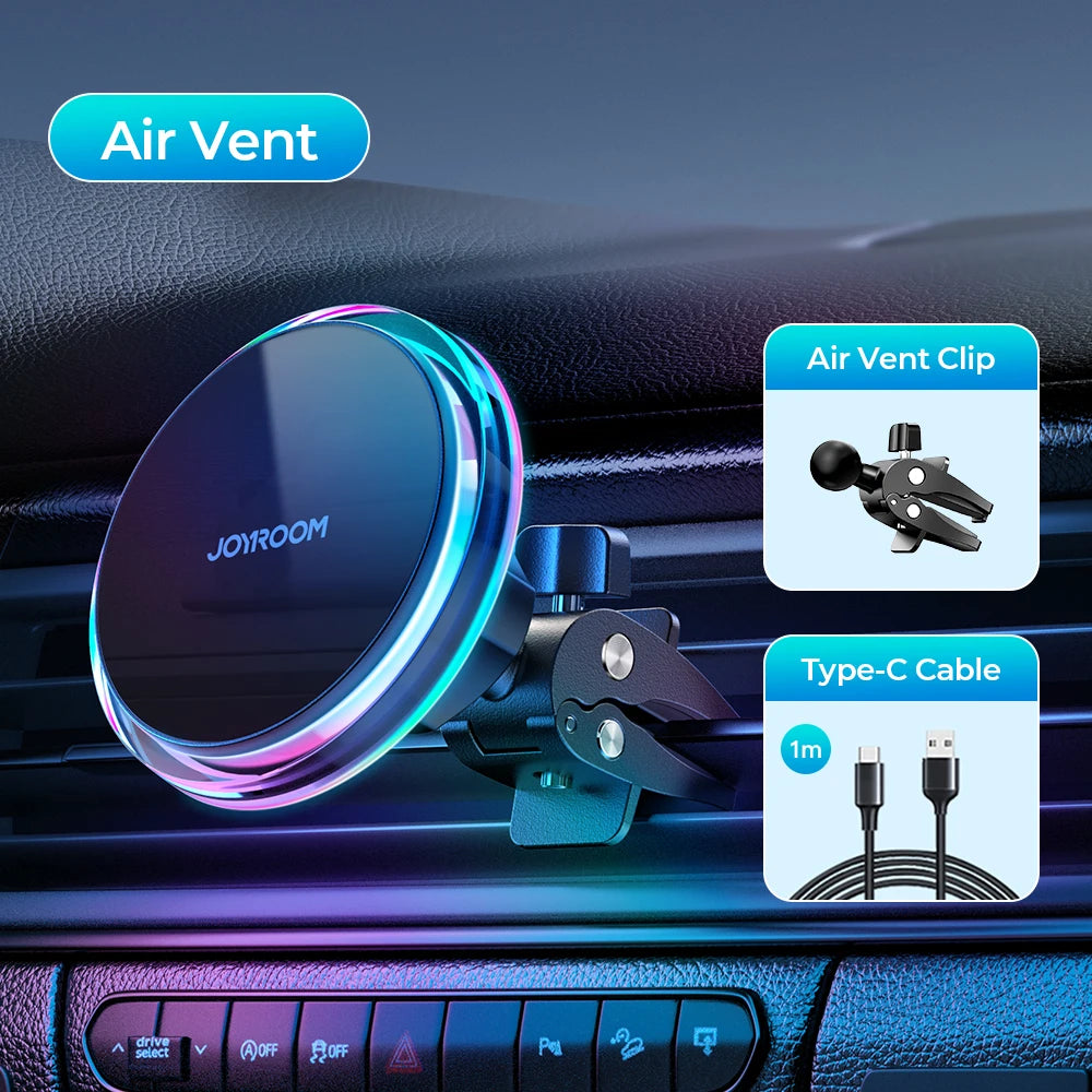 Joyroom Magnetic Car Phone Holder Colorful Wireless Charger For iPhone 15 14 13 12 Pro Max Fast Charging Car Charger Holder