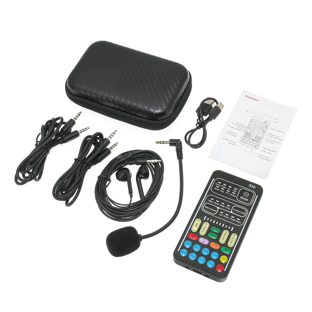 I9 Mini Voice Changer Live Sound Card + Headphones