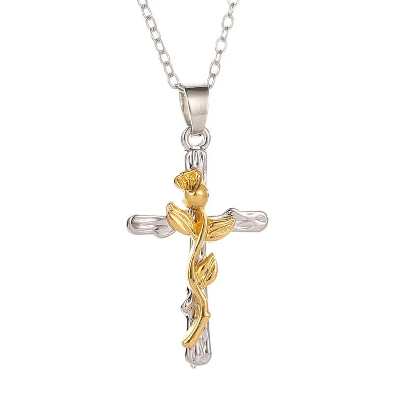 Fashion Gothic Pink Cross Necklace For Women Charm Y2K