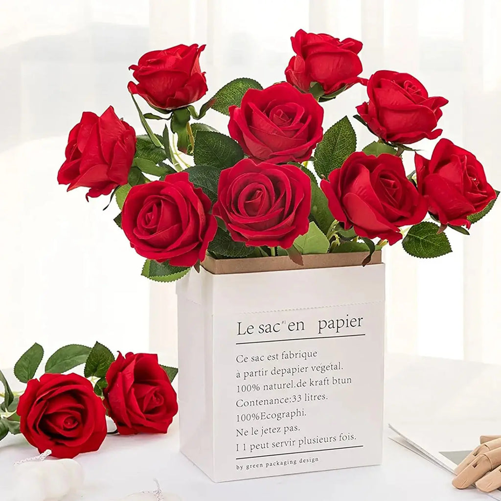 5/10pcs Artificial Flowers Silk Rose Hom Decor Wedding Bridal Bouquet Outdoor Garden Arch Accessory Valentine's Day Diy Gift Box