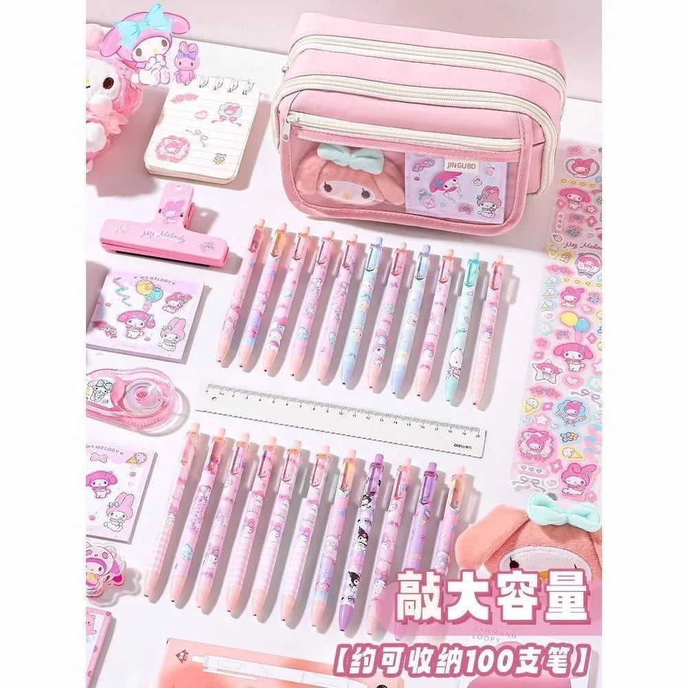 Kawaii Pencil Case DIY Set Cute Korean Stationery Supplies Pen Pouch School Desk Organizer Large Capacity Waterproof