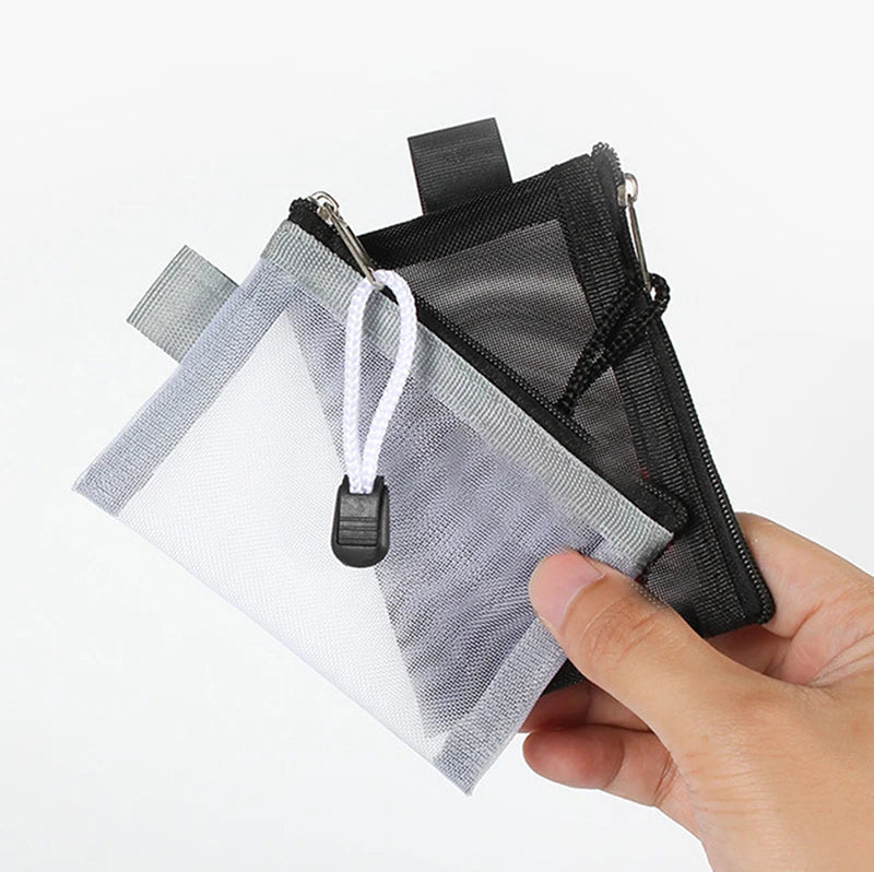Mini Transparent Nylon Mesh Card Bag Credit ID Card Organizer Portable Coin Purse Lipstick Earphone Data Line Key Storage Bag