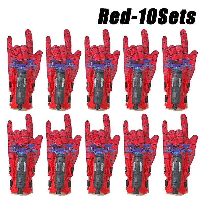 20Sets Spider Launcher Spitting Gloves Sticky Wall Bullet Gun Suction Cup Projectile Toys Children's Wrist Launch Spitting Toys