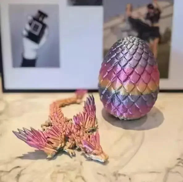 3D Printed Dragon Colorful Gem Dragon Figurines Movable Joint Rotatable Articulated Dragon Crafts Desktop Western Action Figure