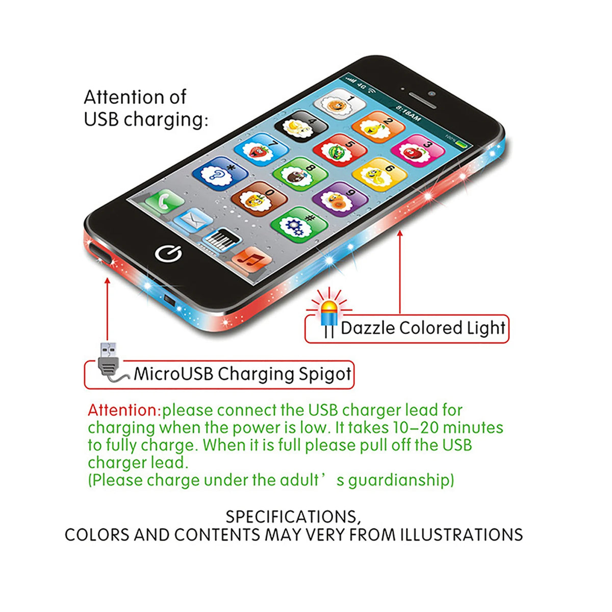 Baby English Learning Machine Music Light Mobile Phone Early