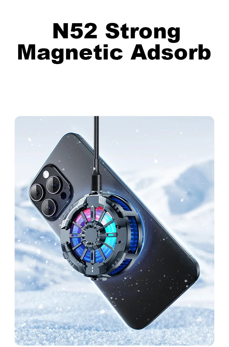 Coooler Fan Magnetic Wireless Charger Phone Back Clip Radiator RGB Light For Magsafe iPhone 16 15 14 13 12 Pro Max Fast Charging
