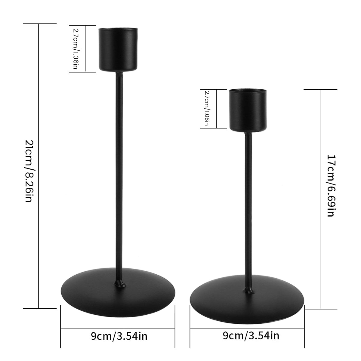 Candle Holder 2Pcs Metal Candlestick Holder for Taper Candle Decorative Black Candle Holder for Home Decor Wedding Dinning Party
