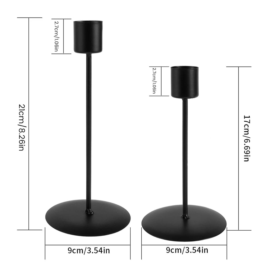 Candle Holder 2Pcs Metal Candlestick Holder for Taper Candle Decorative Black Candle Holder for Home Decor Wedding Dinning Party