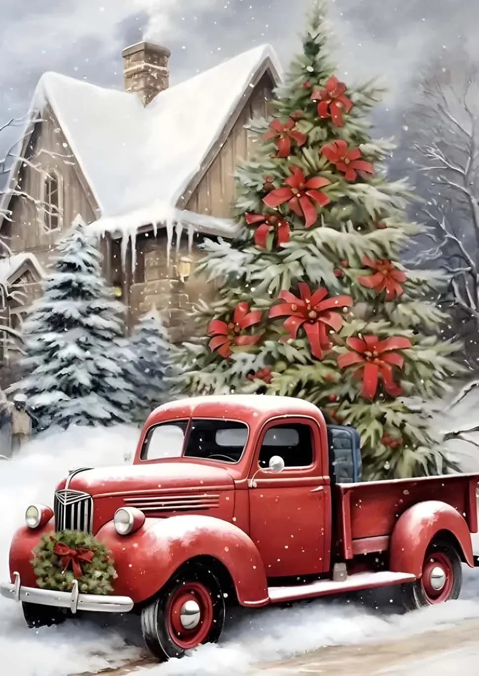 Vintage Holiday Christmas Santa Claus Winter Gingerbread Сottage Wall Art Posters Prints Canvas Painting for Room Home Decor