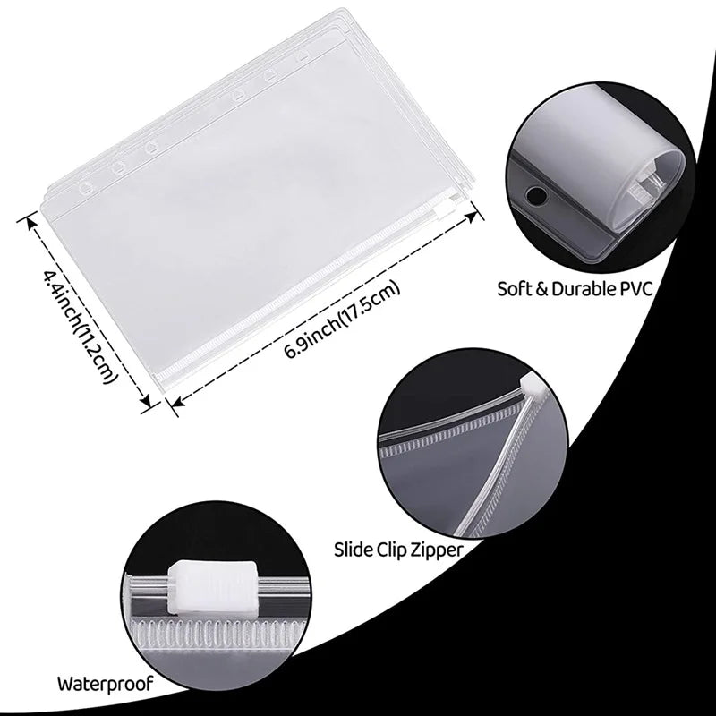 A6 PU Leather Budget Binder Notebook Cash Envelopes System