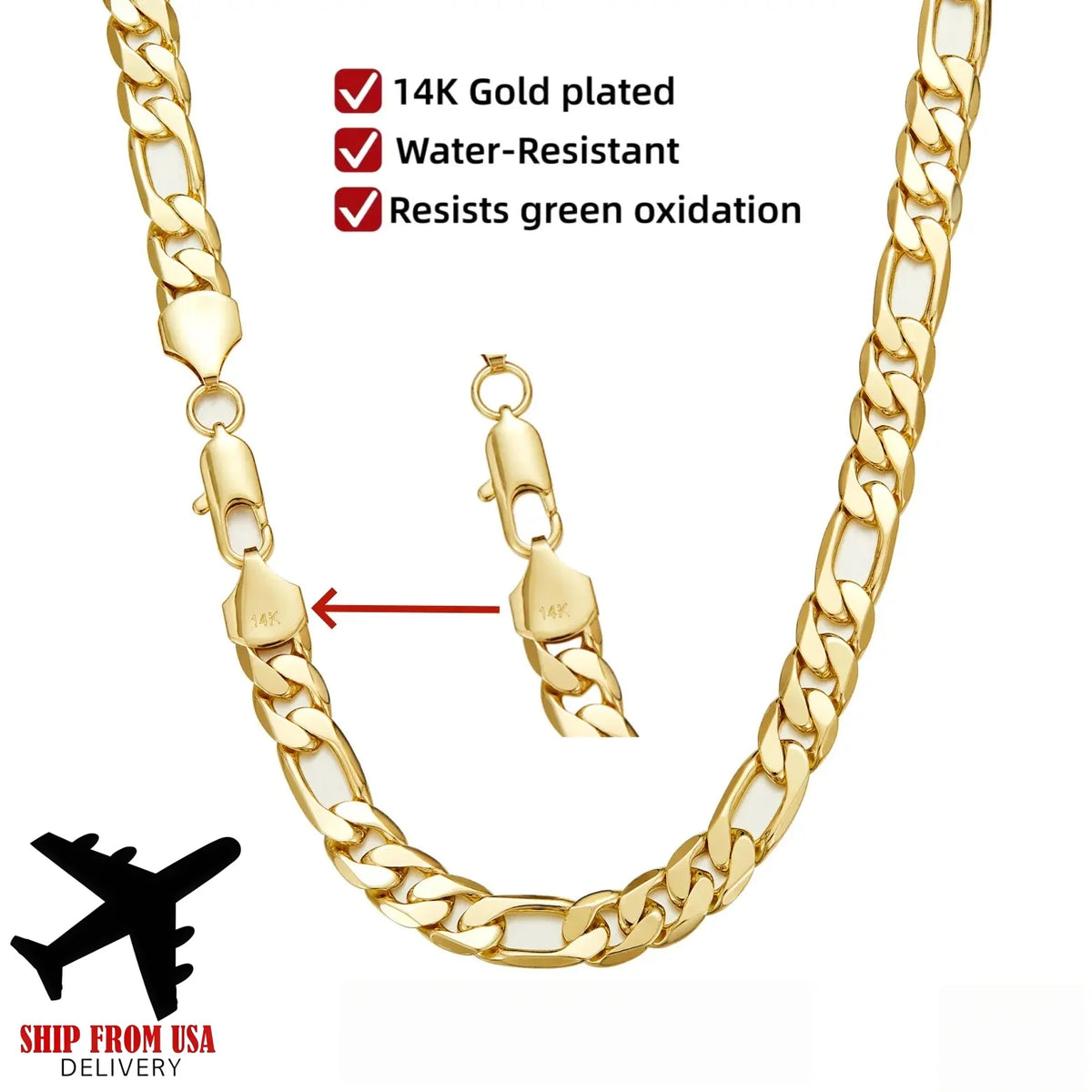 14K Gold Plated Cuban Link Chain Necklace