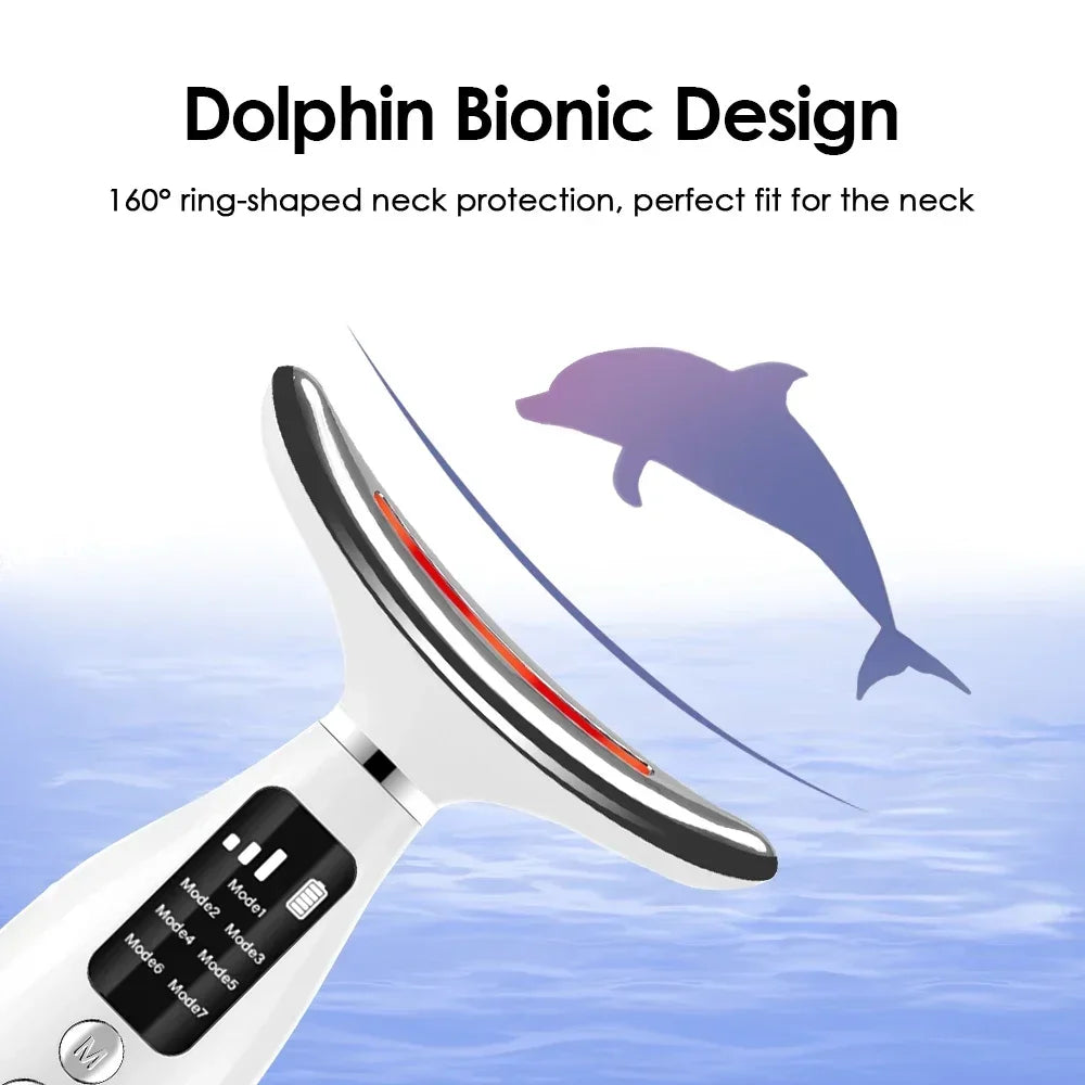Neck Face Lifting Massager 7 Colors Light LED Photon Therapy Skin Tighten Wrinkle Remove Heating Vibration Massage Beauty Device