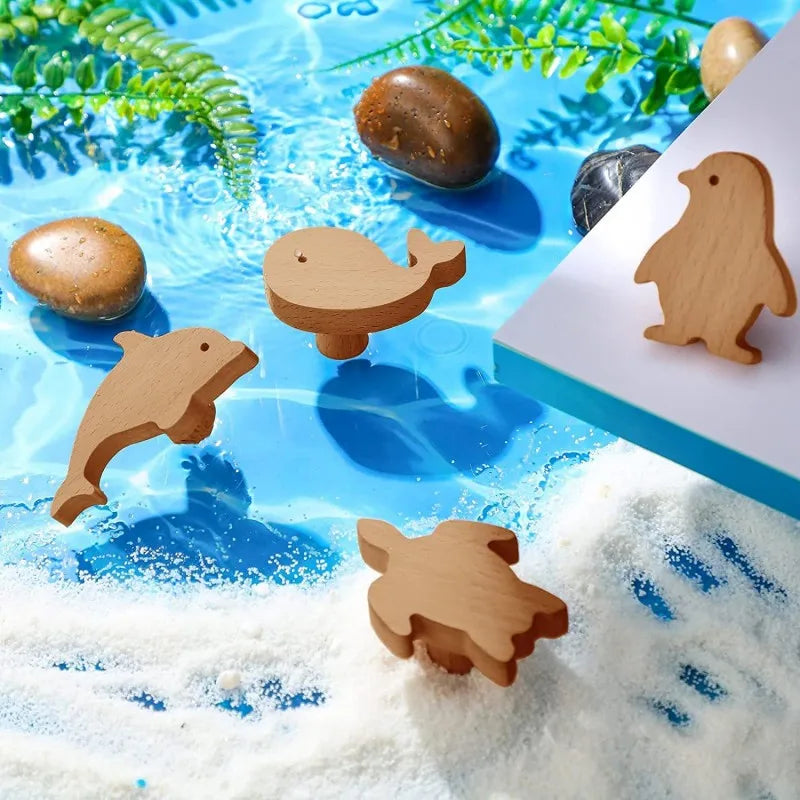 Wooden Children's Cabinet Handle Wall Hooks Furniture Handles for Cabinets and Drawers Door Knobs Kitchen Wardrobe Door Handles