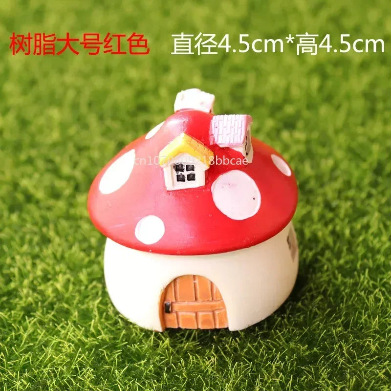 Mini Resin Moss Micro Landscape Decor Outdoor Fairy Miniature Garden Mushroom House Ornaments Handicraft Flower Pot Accessories