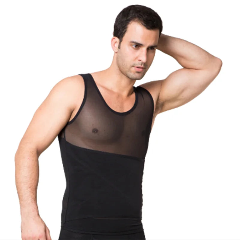 Men's Breathable Compression Tummy Control Undershirt Slimming Body Shaper Sleeveless Tank Top Shaping Spring/Summer Sweatshirt