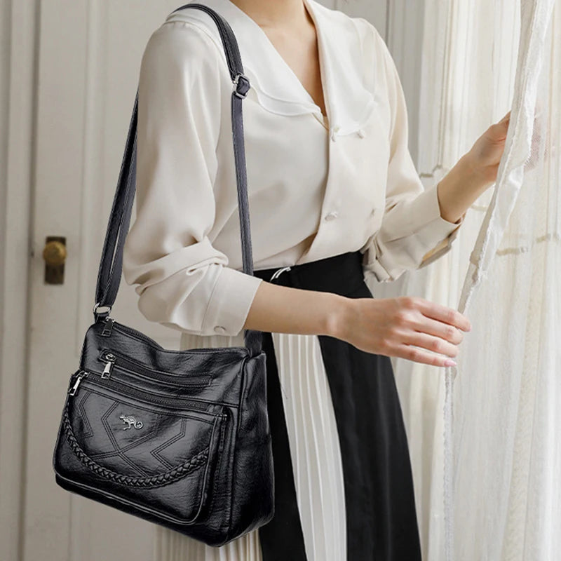Boho Vintage Ladies Shoulder Bag Soft Faux Leather Crossbody