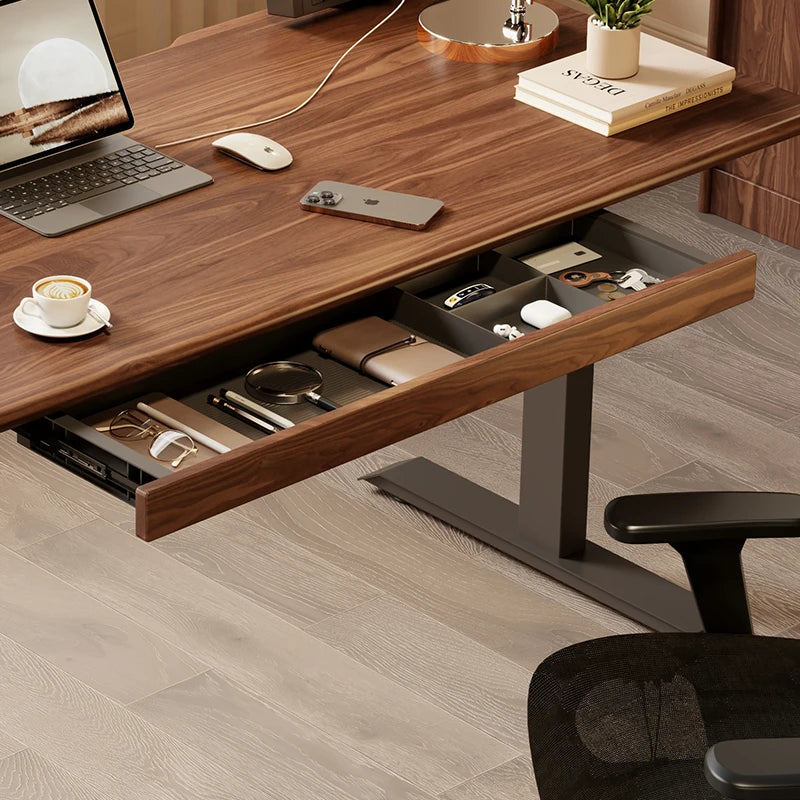Under Desk Drawer Organizer Black Walnut Wood Standing Storage Shelf Office Desk Accessory Hidden Computer Desk Organizer