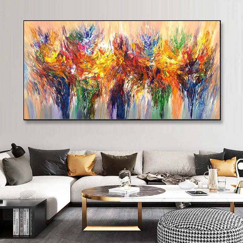 Abstract Colorful Canvas Painting Quadro Flower Posters and Prints Wall Art Pictures Cuadros Living Room Home Decor No Frame
