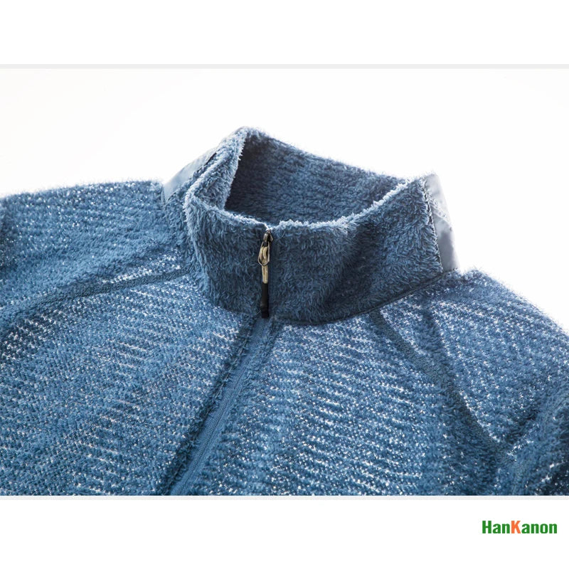 Men's Half-Zip Stand Collar Sweatshirt, Versatile Air Fleece Base Layer for Outdoor Camping, Hiking, Cycling