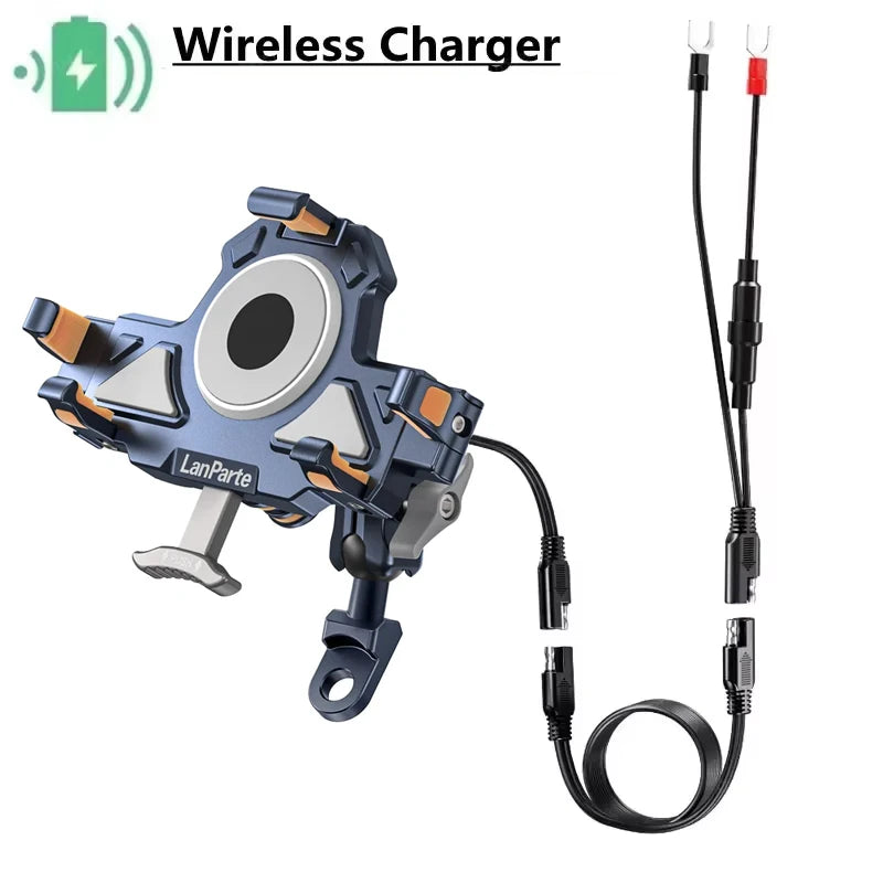 Metal Shockproof Motorcycle Phone Holder 4 Vibration Dampener 15W Wireless Charger Fast Charging Motorbike Bicycle Bike Stand