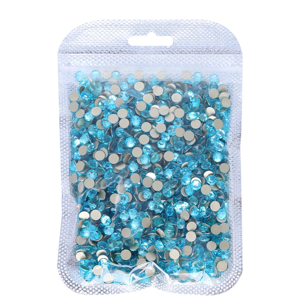 SS10-SS30 2088 Blue 8 Big 8 Small Non Hotfix Diy Strass Crystal Rhinestones Stick On Nail Art Decorations DIY Needlework Clothes