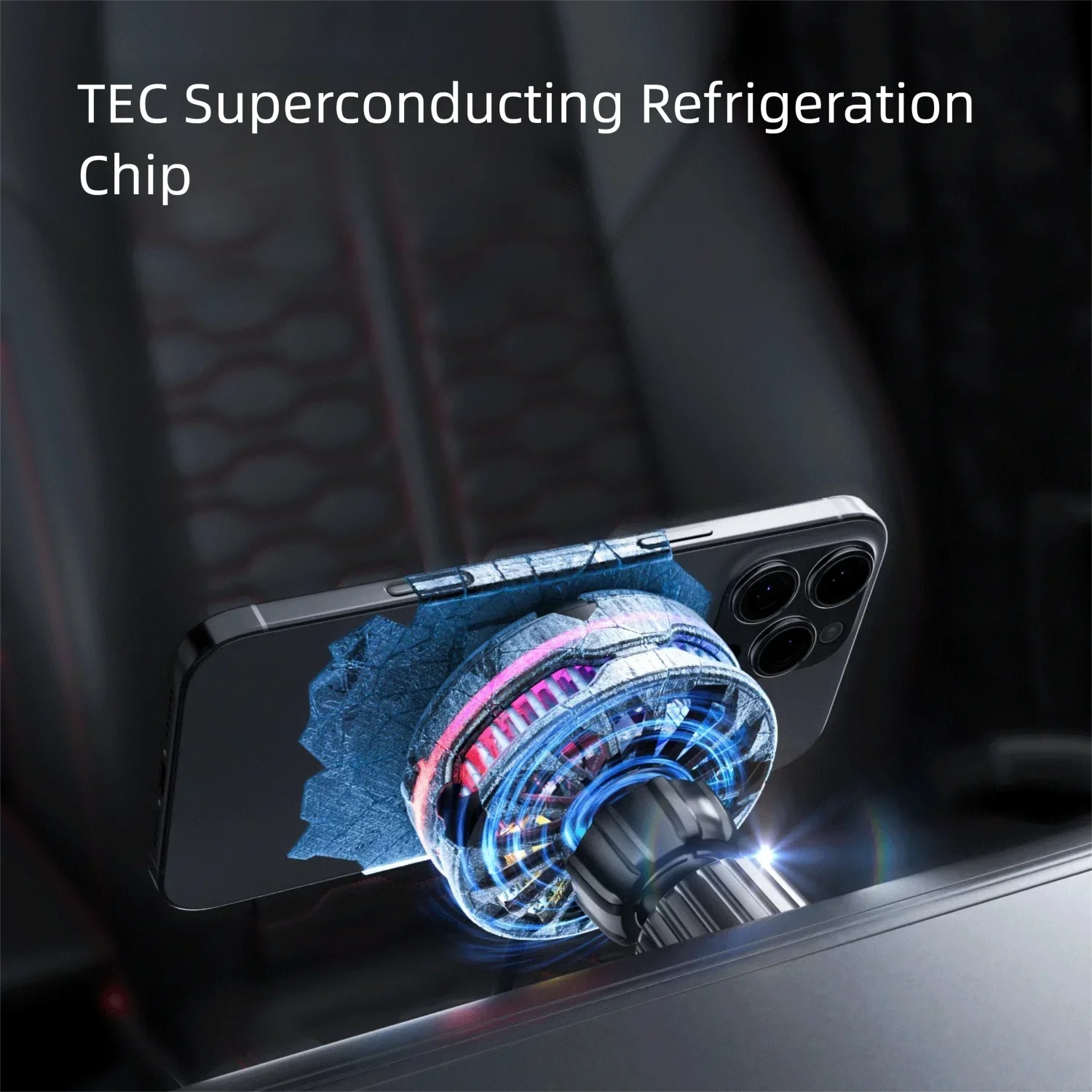 QI2 TEC Cooling RGB Magnetic Car Wireless Charger Fast Charging Radiator Air Vent Clip Holder For Magsafe iPhone 17 16 Pro Max