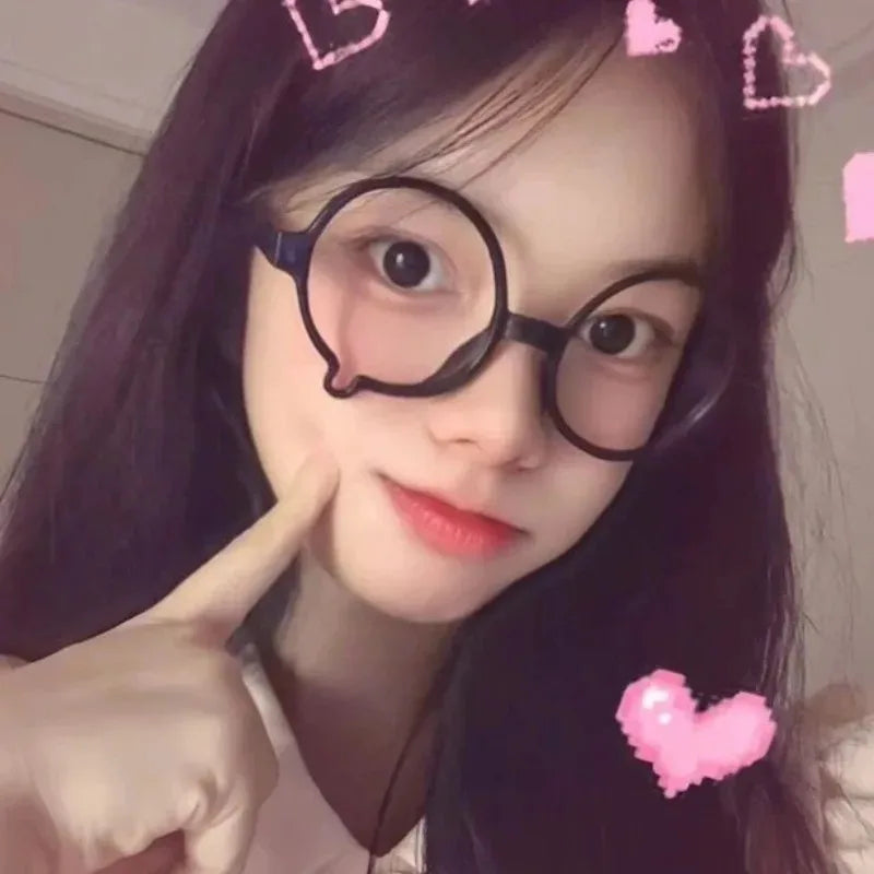 Y2K Anime Without lenses Glasses Dripping Tears Black Frame Unisex Retro Fashion Eyewear Cosplay Cute Accessories