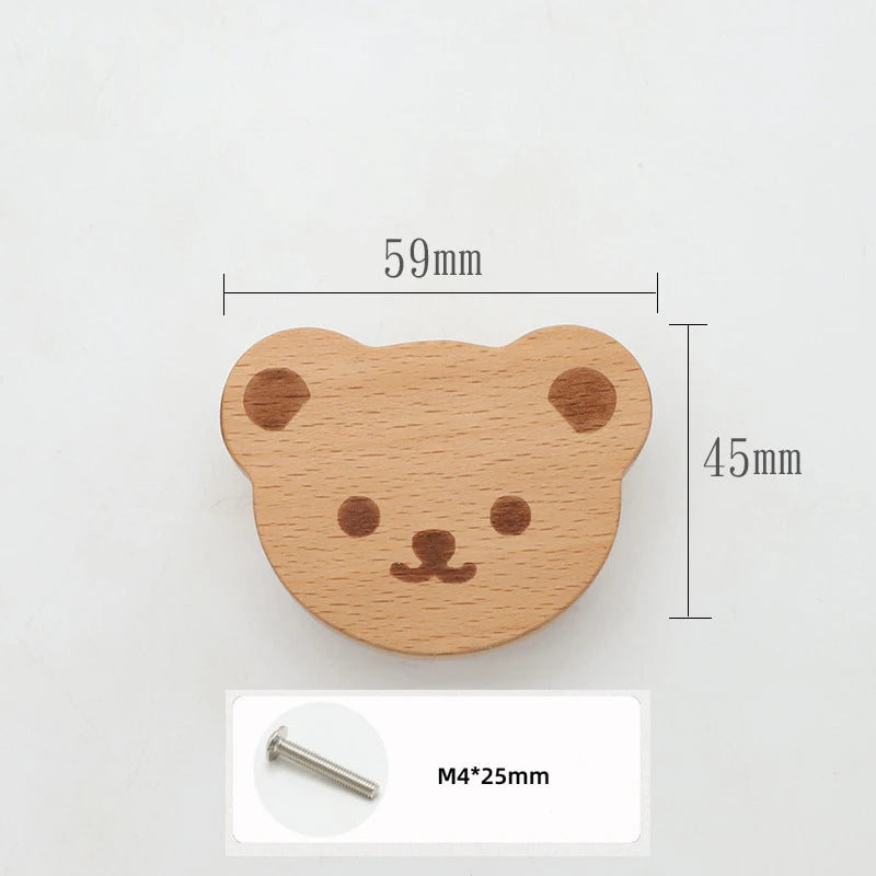 Wooden Children's Cabinet Handle Wall Hooks Furniture Handles for Cabinets and Drawers Door Knobs Kitchen Wardrobe Door Handles