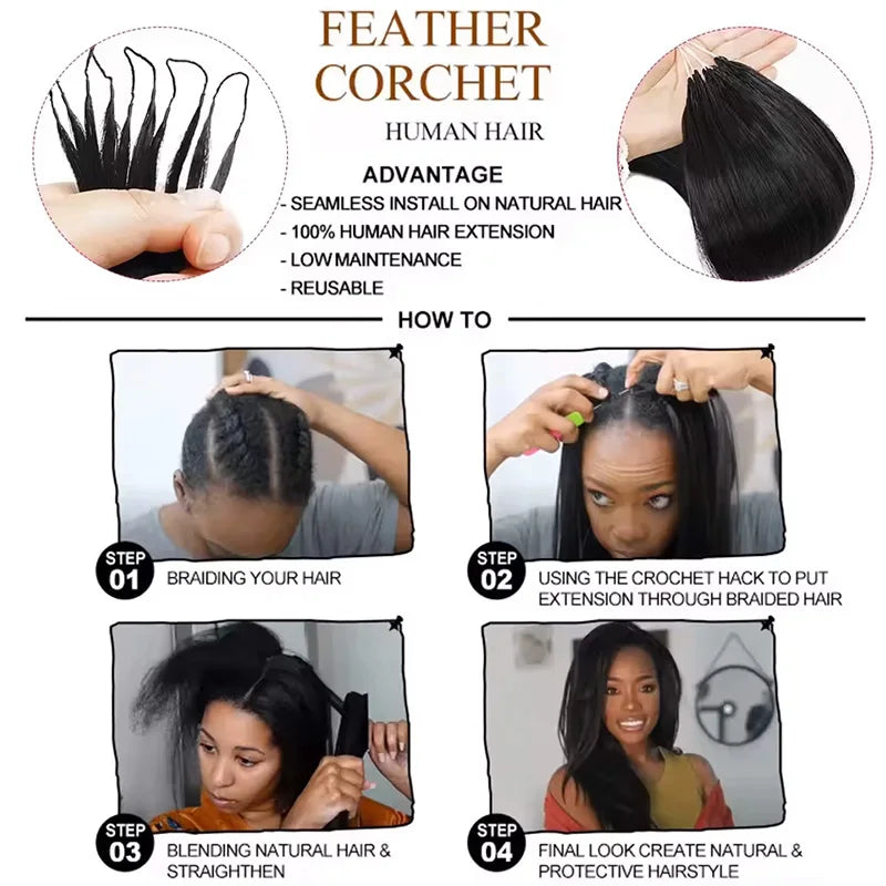 12A 10-30 Inch 1-5PCS 60g/Pck Afro Straight Human Hair