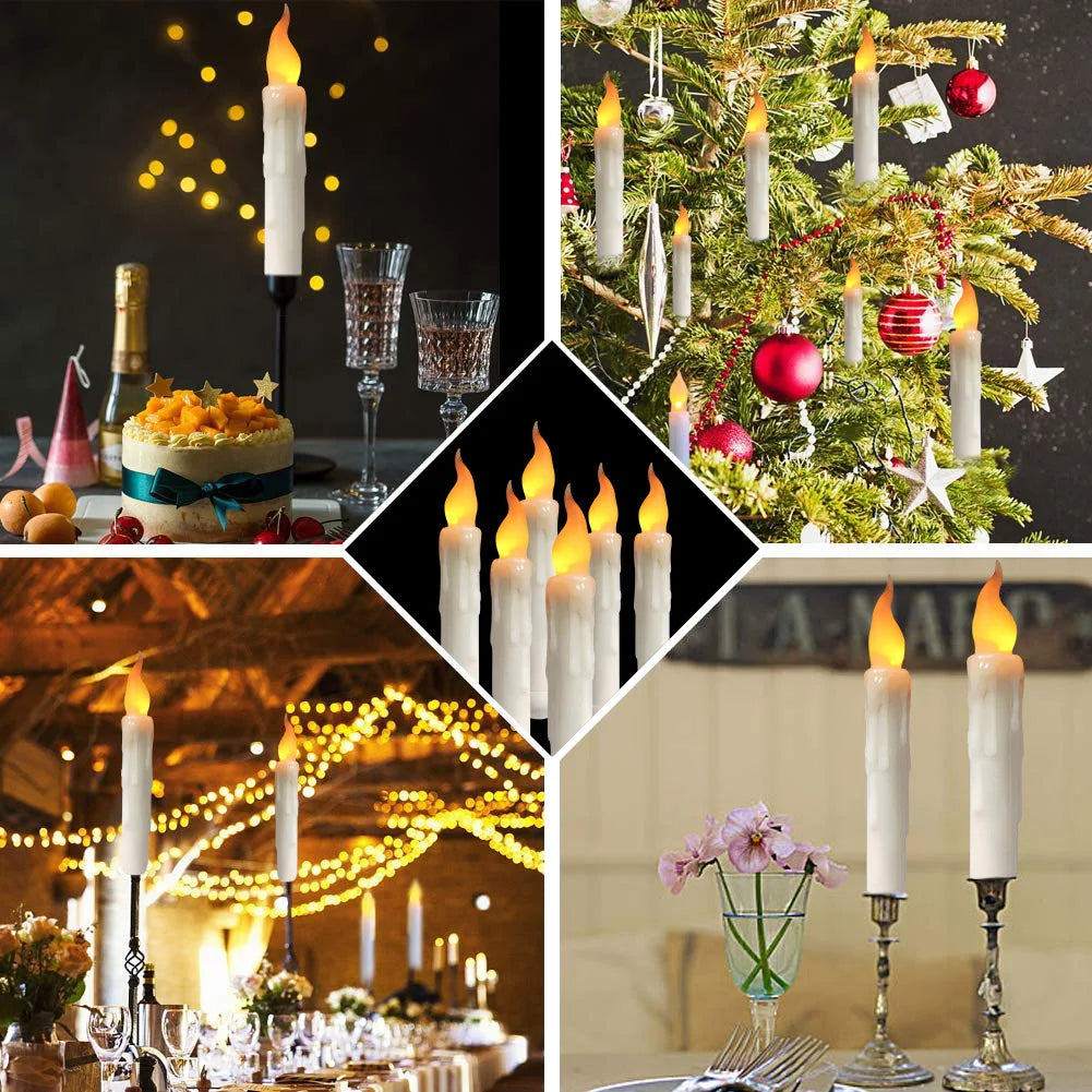 LED Flameless Taper Candles 6.5/11" Battery Operated Fake Flickering Candlesticks Electric Long Candles for Wedding Home Decor