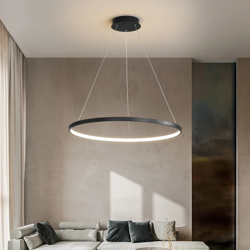Modern Round LED Chandelier Black/White - Dimmable Pendant Light