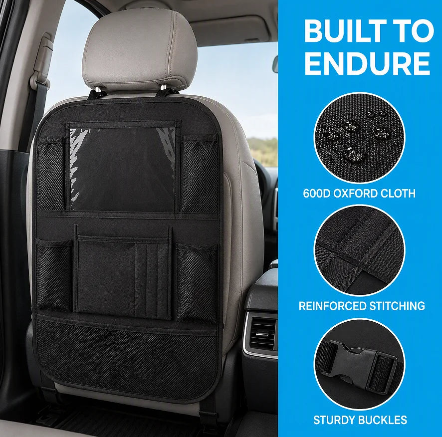Car Back Seat Storage Bag (with Touch Screen Tablet Holder)
