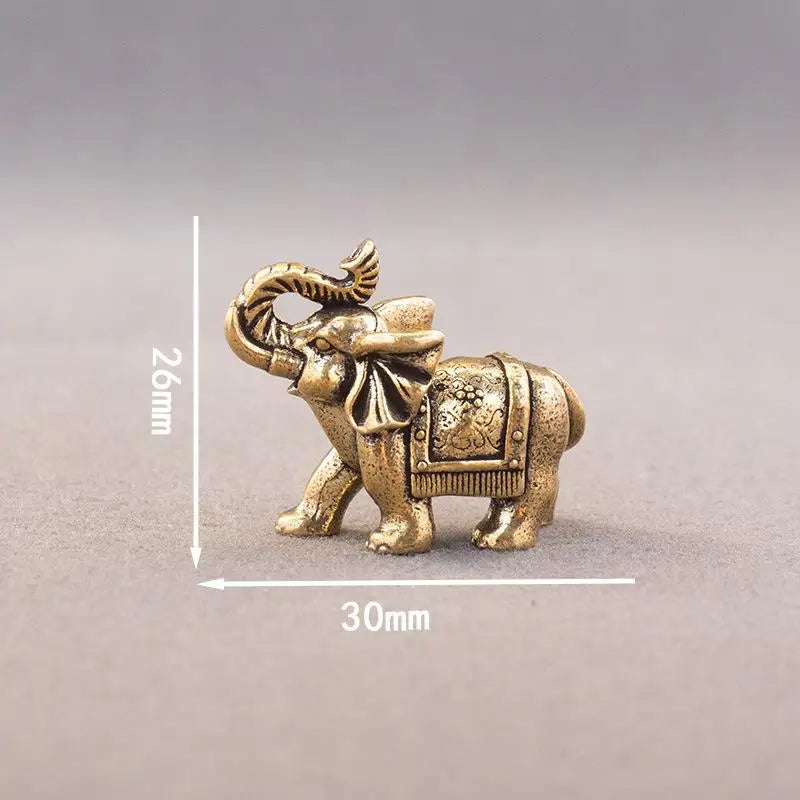Solid Copper Animal Crafts Antique Bronze Minature Elephant Figurines Tea Pet Table Ornament Decorations Home Decor Living Room