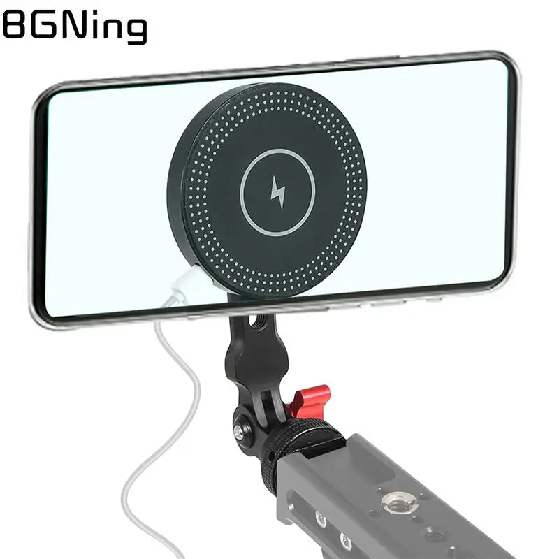 Mobile Phone Holder Stand Magnetic Wireless Charger 15W Tripod Adapter Mount Cold Shoe for Huawei Iphone Magnet Charging Station