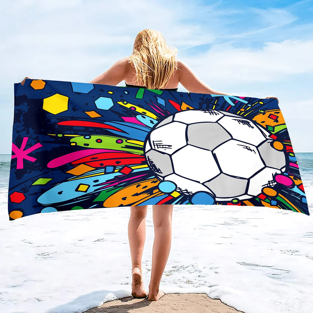 Football Beach Towel Soccer Bath Towel Microfiber Ball Sports Shower Quick Dry Swimming Cover Camping Yoga Mat Bikini Cover Up
