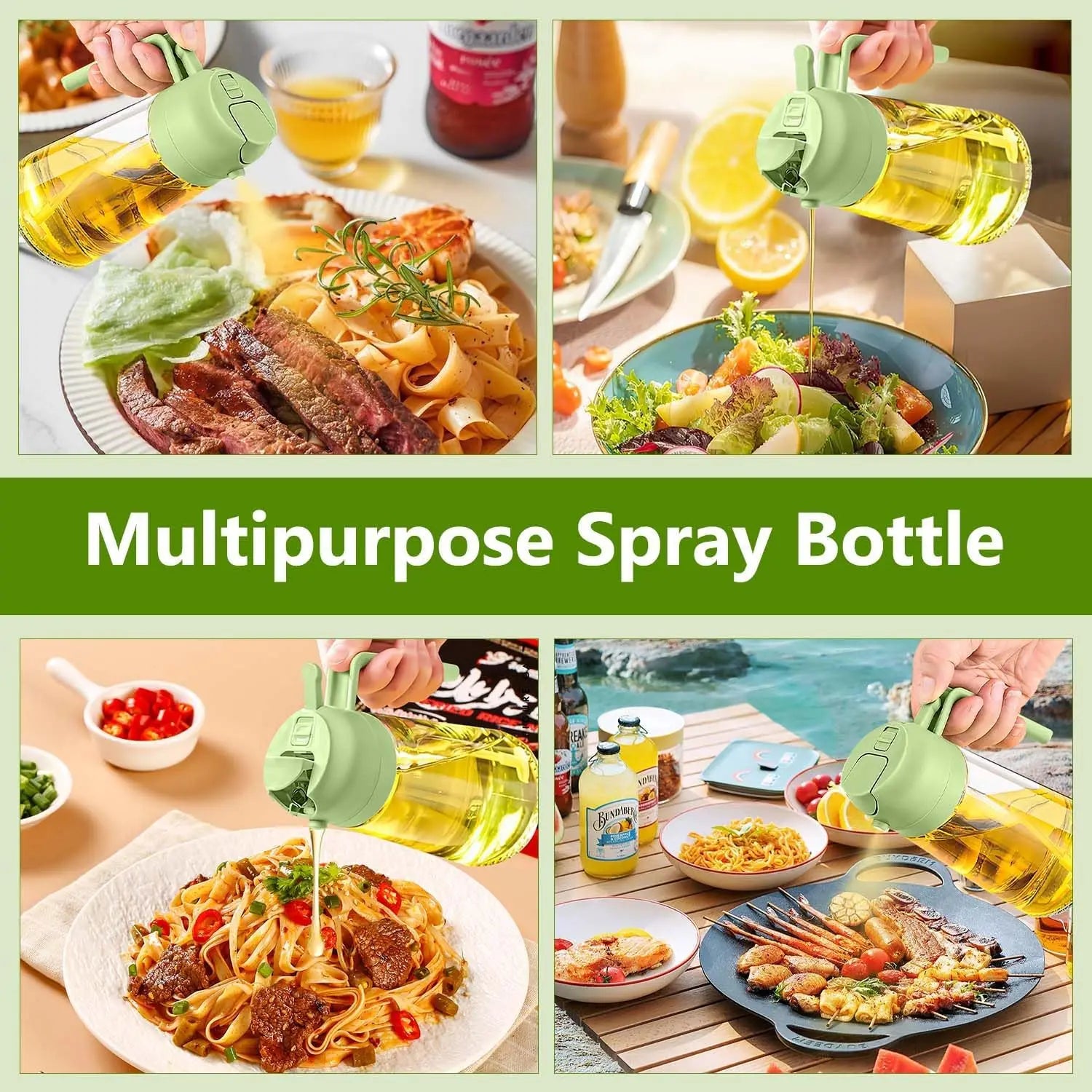 2 in1 Oil Spray Bottle For Kitchen Barbecue Cooking Olive Oil Dispenser Oil Jar Baking Vinegar Soy Sauce Spray Container Plastic