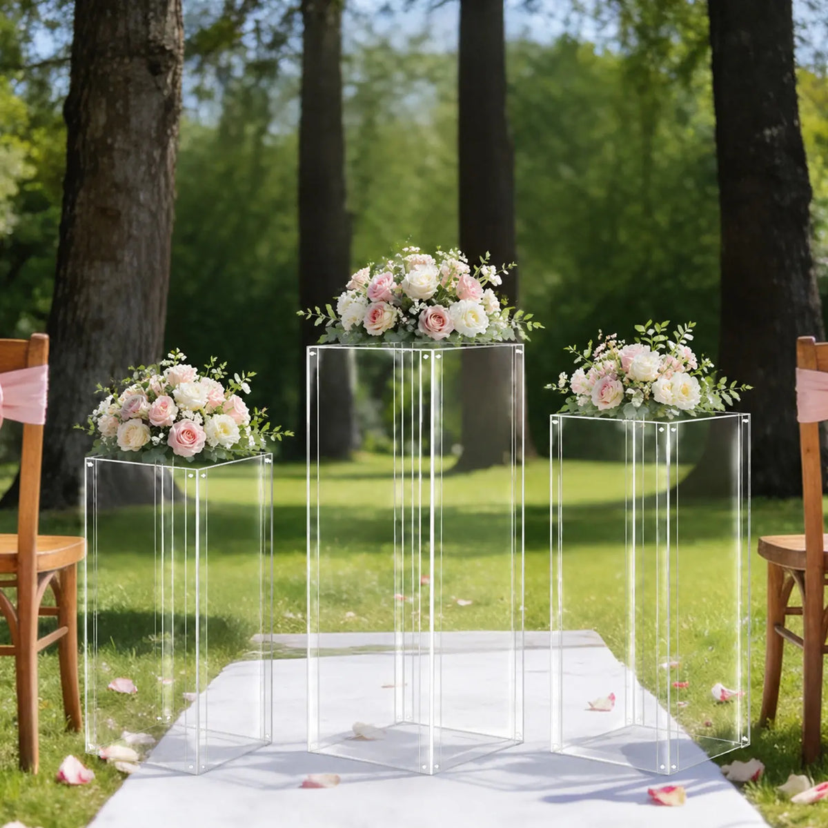 Clear Acrylic Pedestal Display Stands, 3 Pack