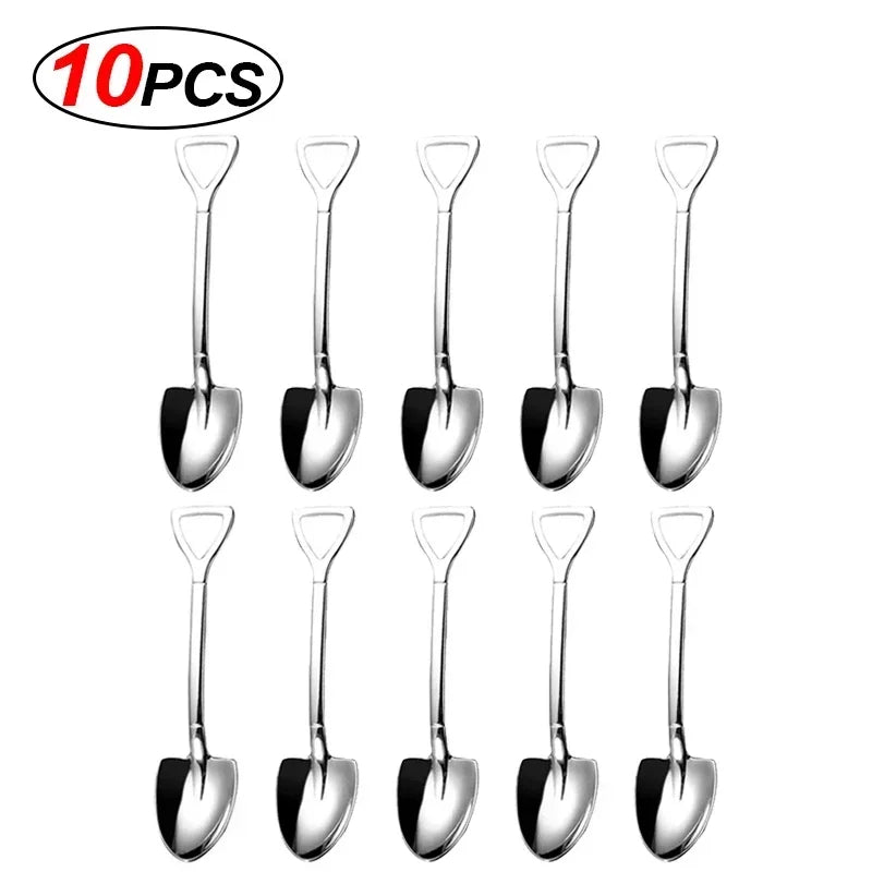 20/2x Stainless Steel Shovel Spoons Gold Silver Mini Coffee