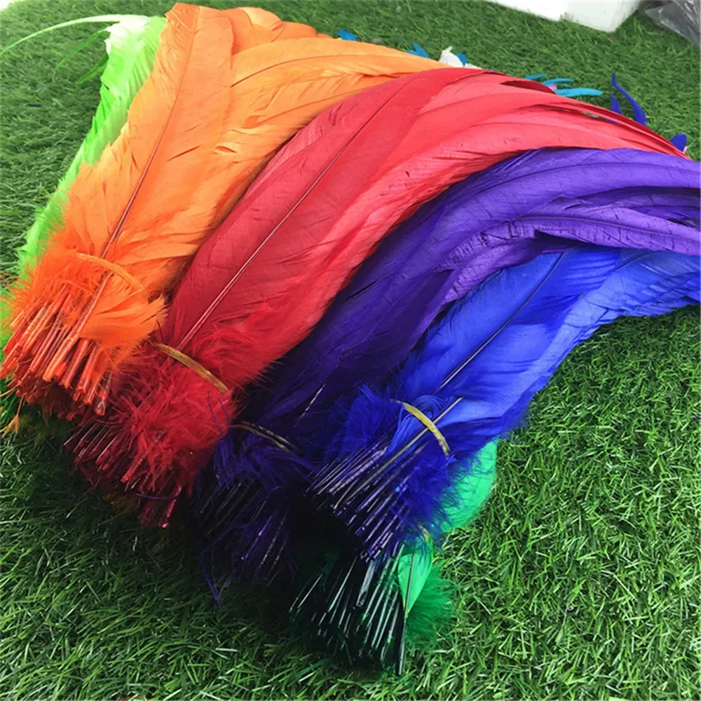Top Quality 50 Pcs Pure White Rooster Tail Feather 30-35cm 12-14inch Natural Feathers Wedding Decoration clothing accessories