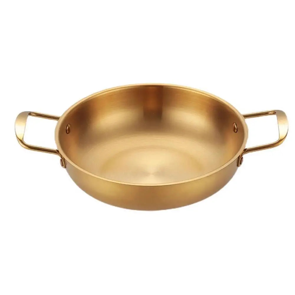 Stainless Steel Instant Noodle Pot Single Person Small Dry Double Flat Pot Seafood Ear Gas Bottomed Household Soup Pot Hotp W4Q0