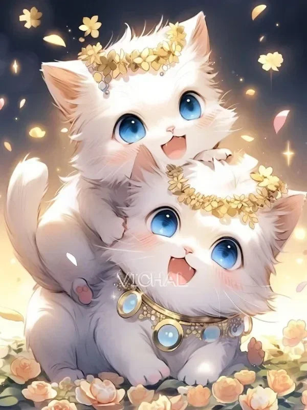 5D Fairy Dust Resin Diamond Painting Cartoon Cat Diamond Embroidery Mosaic Anime Girl Cross Stitch Set DIY Art Home Decor