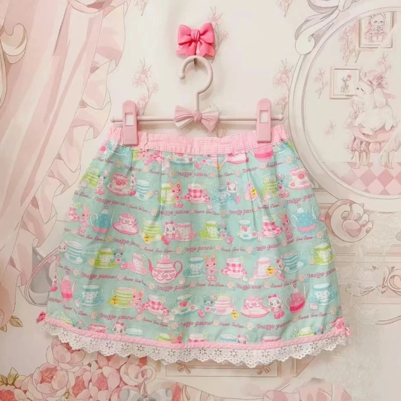 Japan Sweet Lolita Style Cake Mini Skirts Women Kawaii Cartoon - Pink